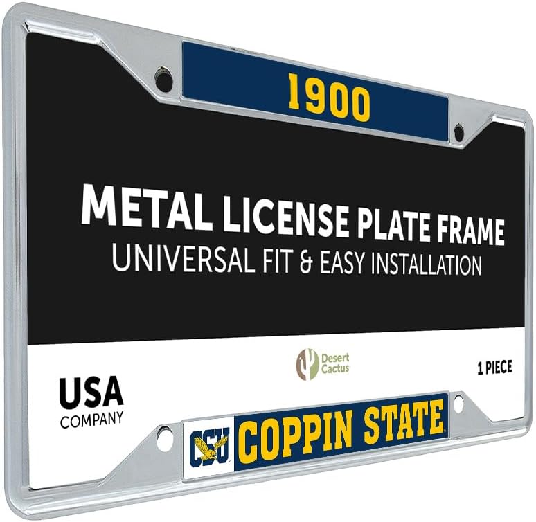 Desert Cactus Coppin State University Car Accessories Eagles Metal License Plate Frame and Tag Holder for Front or Rear of Car (Founding Year)