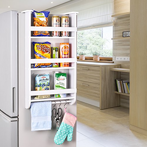 Sunix Fridge Side Shelf, Wooden Refrigerator Rack, Upgraded White Paint 3 Tiers Kitchen