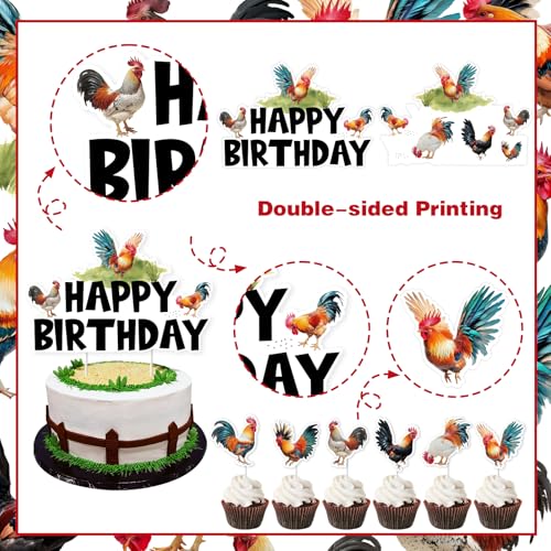 Decoración para tartas de gallo con siluetas coloridas en pack de 25 piezas resistentes 5