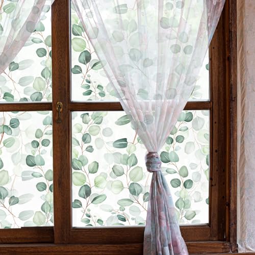 Película para ventana decorativa hojas verdes 59x17.7 in miniatura 5