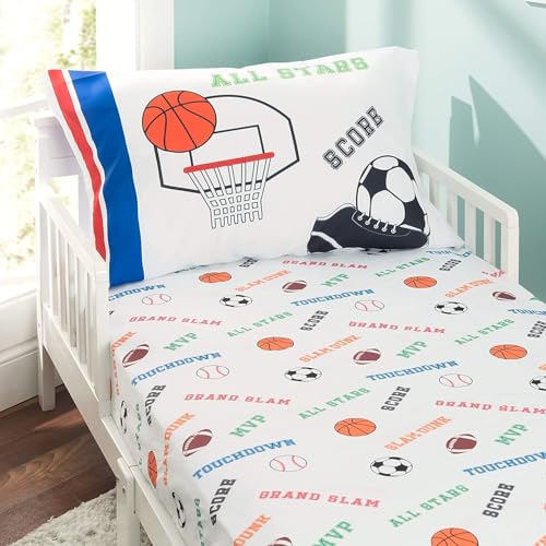Image of Everyday Kids 2-Pack Standard Size Pillowcases fit Pillows 20 x 26 inch -100% Soft Breathable Microfiber - Perfect for Toddler Little Boy Twin /Full Size Bed - Sports