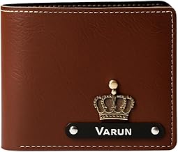 The Bae Gift Men Leather Personalized Wallet I Customized Slim Stylish Purse with Name & Charm I Unique Birthday Anniversary Gift Love Husband Employees Clients (Brown)