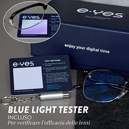 e-yes Occhiali Luce Blu 2.0 | Occhiali Anti Luce Blu Con Filtro Per Computer | Strobe Glasses Uomo Donna | Gaming Accessori Riposanti Anti Luce Blu Donna Uomo Bambino Bambina | Cura Della Vista