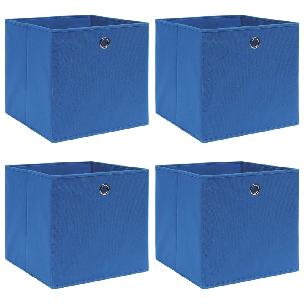 Vidaxl Blue Without Lids Storage Boxes 4 Pcs, Storage Cube For Living Room Bedroom, Organiser Box For Scarves Socks Underwear, Storage Basket, Blue Fabric