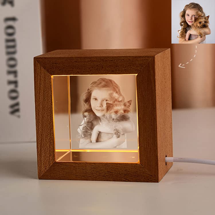 3D Crystal Photo, Custom Engraved Square Crystal, Children's Night Light Personalized Gift, Anniversary, Pet, Memorable Gift, Birthday Gifts