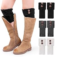 REDESS Women Boot Knit Cuffs,Short Crochet Leg Warmers, Variety of Styles Winter Warm Cuff Socks 3 Pairs