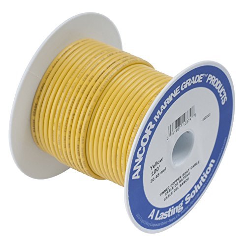 Ancor 113905 Marine Grade Electrical Tinned Copper Battery Cable (4-Gauge, Yellow, 50-Feet) By Wire N Cable