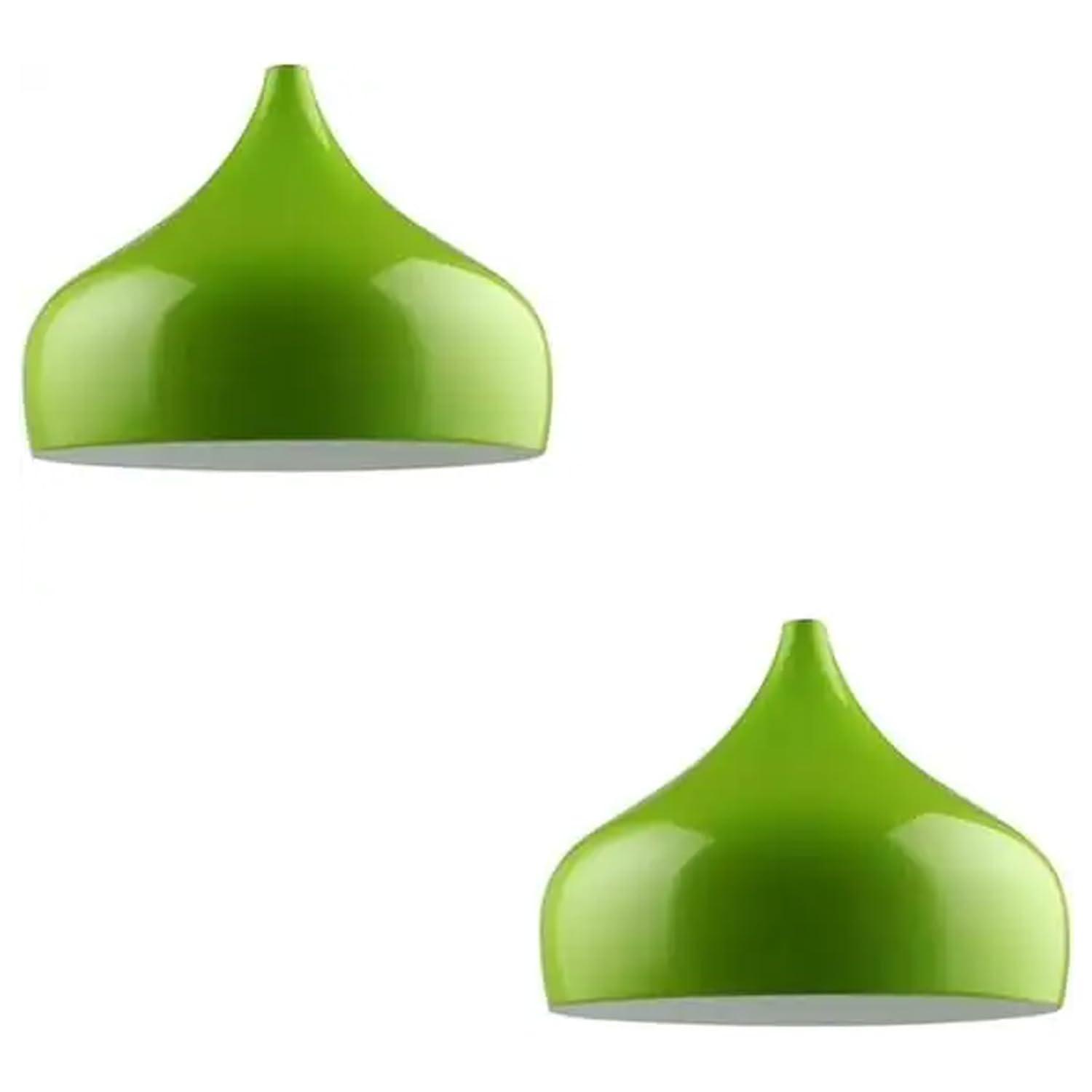 LEDSone Modern 31.5 cm Lampshade Ceiling Light Shade Metal Lampshade Fitting White Inner Pendant Lamp Light Shade Lamp Shades for Living Room Office (Green - 2 Pack)