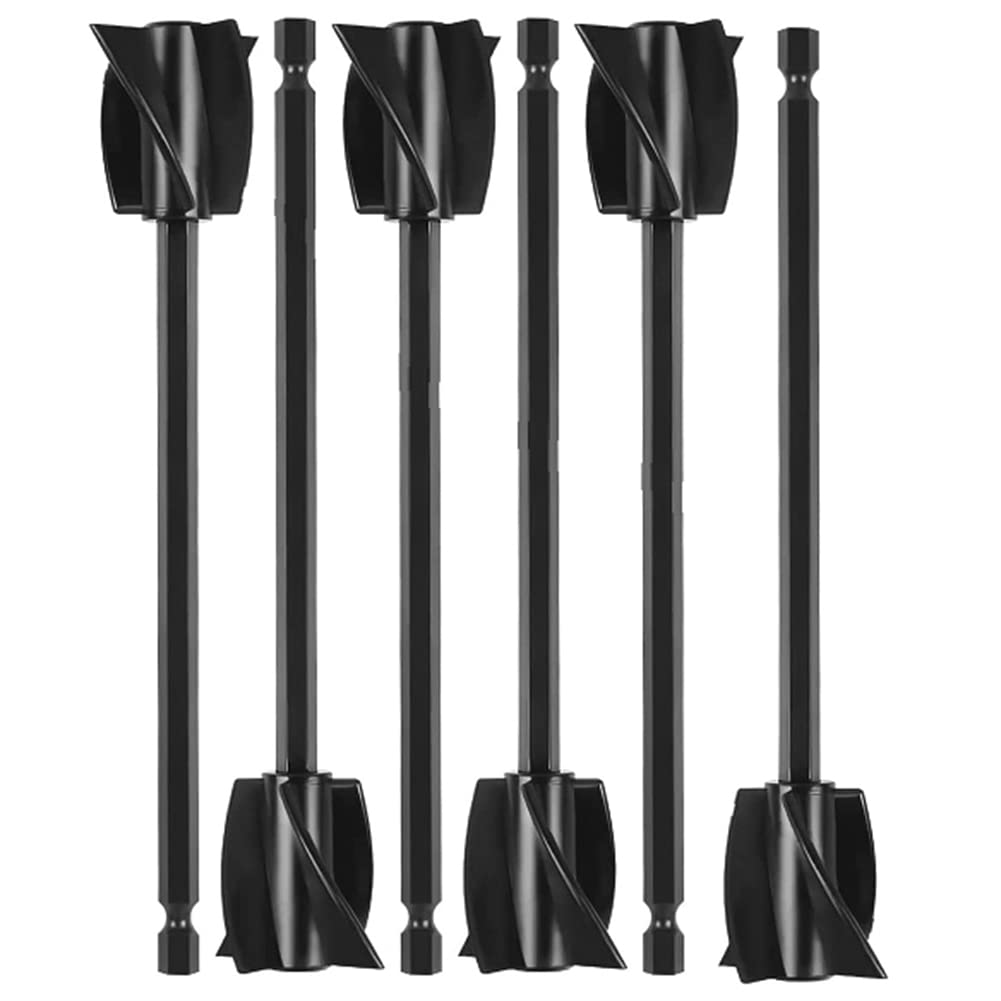 Qusedwey Black Resin Mixer Paddles, Epoxy Mixer Attachment For Drill, Reusable Paint Stirrer Drill Attachment(6Pcs)