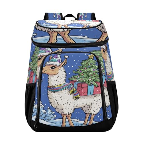 Llama Tree Blue Cooler Backpack Leakproof Insulated Lunch Cooler Bag 30 Cans Camping Backpacks for Beach Picnic Road Trip