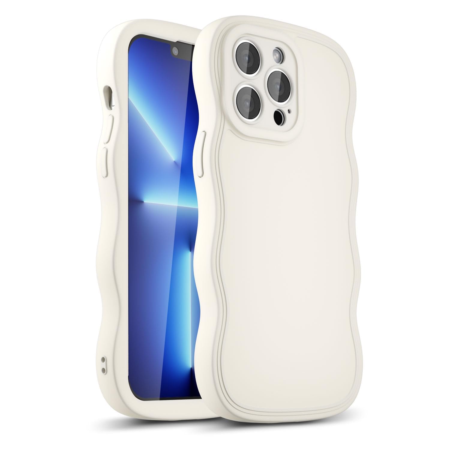 LoeoeL Girly Case for iPhone 13 Pro Max Silicone, Wavy 13 Pro Max Phone Case for Women, Curly Wave Cute Y2k Ripple Aesthetic Design, Slim Soft Rubber