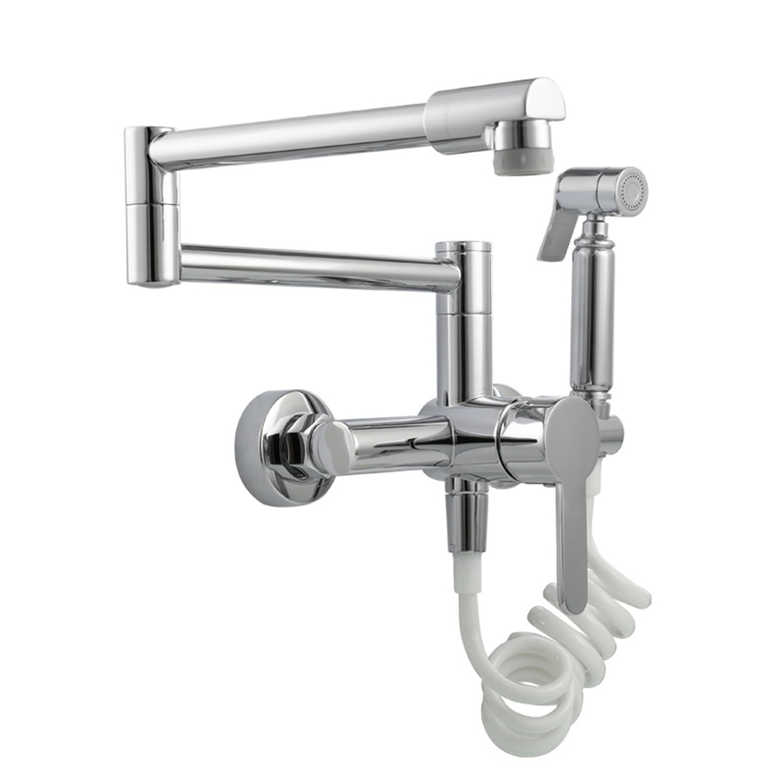 Rubinetto da cucina Rubinetto estraibile Miscelatore a parete Lavello da cucina 2 fori Bocca girevole a 360 ° Rubinetto da cucina Rubinetto Dual Mode, Cromo Warm as ever