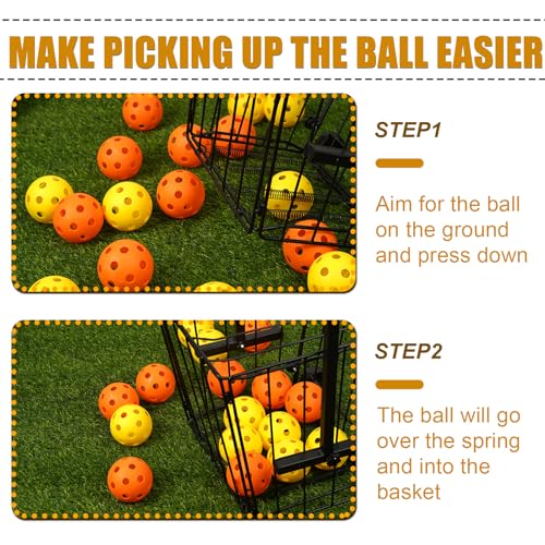 Exttlliy Tennis Ball Hopper Tennis Ball Basket Portable Pickleball Hopper Picker Upper Caddy Metal Pickleball Ball Retriever Holder with Handle for Easy Pickup