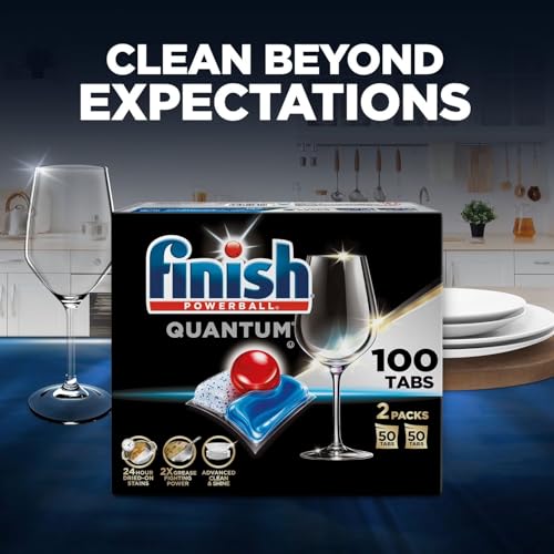 Image of Finish - Quantum with Activblu Technology - 100 Tabs - Dishwasher Detergent - Powerball - Ultimate Clean and Shine - Dishwashing Tablets - Dish Tabs 50ct (Pack of 2)