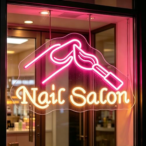 Image of Nail Salon Neon Sign for Wall Decor - LED Neon Signs Lights for Salon Studio, Beauty Makeup Room, Bedroom - Great Gift for Nail Girls
