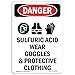 OSHA Danger Sign - Sulfuric Acid Wear | 10 Pack of Decals | Protect Your Business, Construction Site, Warehouse & Shop Area | ?Made in The USA