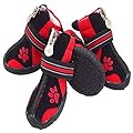 URBEST Dog Winter Shoes, Dog Boots Sports Non-Slip Pet Dog Anti-Slip Sole, Water Resistant Boots for Dogs 2 Pairs (2#, Red)