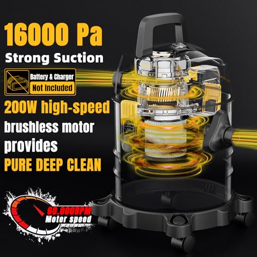 Image of 4 Gallon Cordless Shop Vac, Cordless Shop Vacuum Wet and Dry with 16 Kpa Strong Suction & Blower, Battery Powered Shop Vac for Car, Home and Garage (Tool Only)