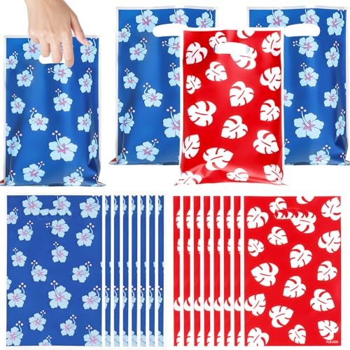 LLMSIX 50 peças de sacolas havaianas, sacolas vermelhas e azuis para festa de aniversário com alças, bolsa de doces com tema de desenho animado para lembrancinhas de festa, meninos, meninas, presente
