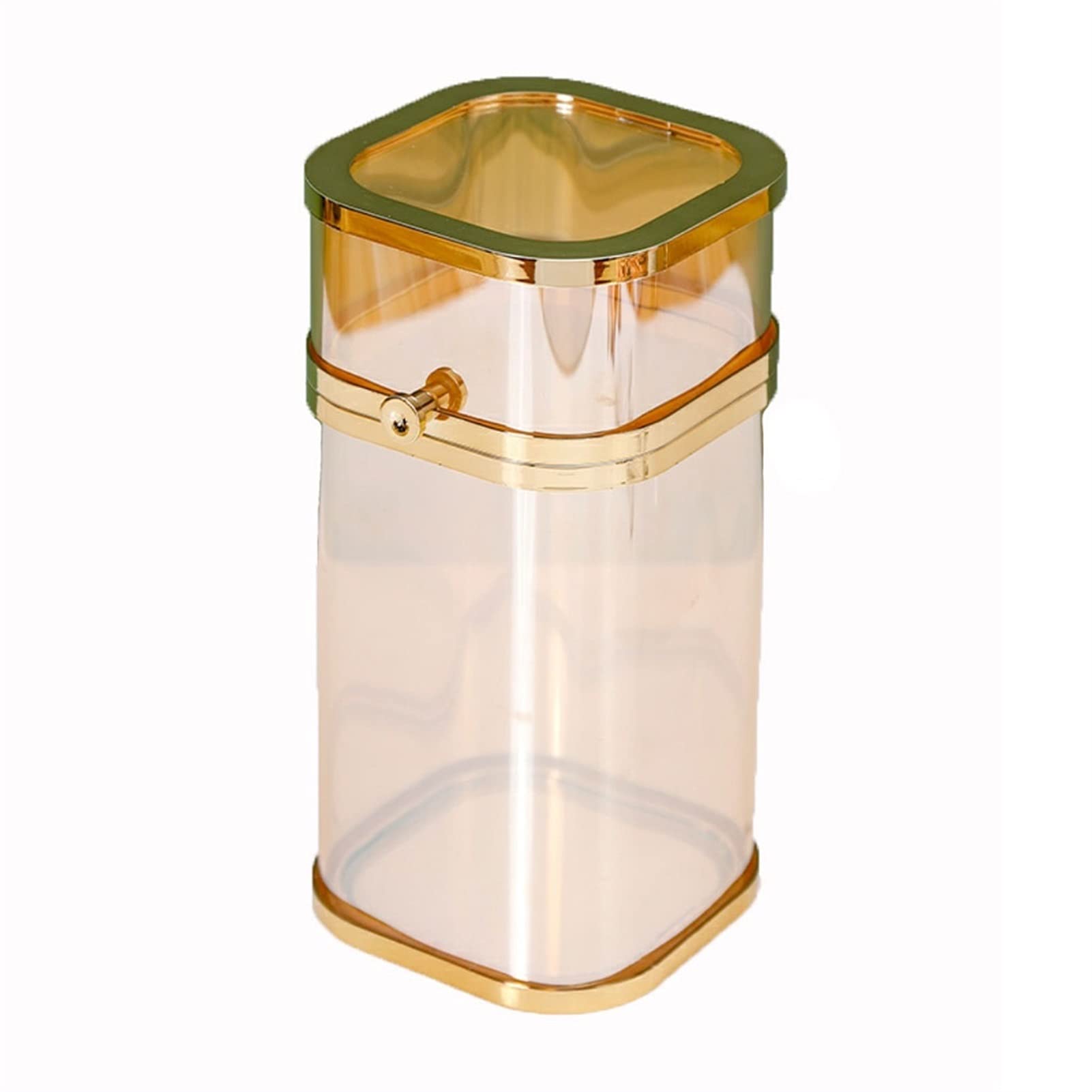 HDBCYUAZ Makeup Brush Glass Storage Bucket With Lid Simple Desktop Table Tube Eyebrow Pencil Eye Shadow Portable