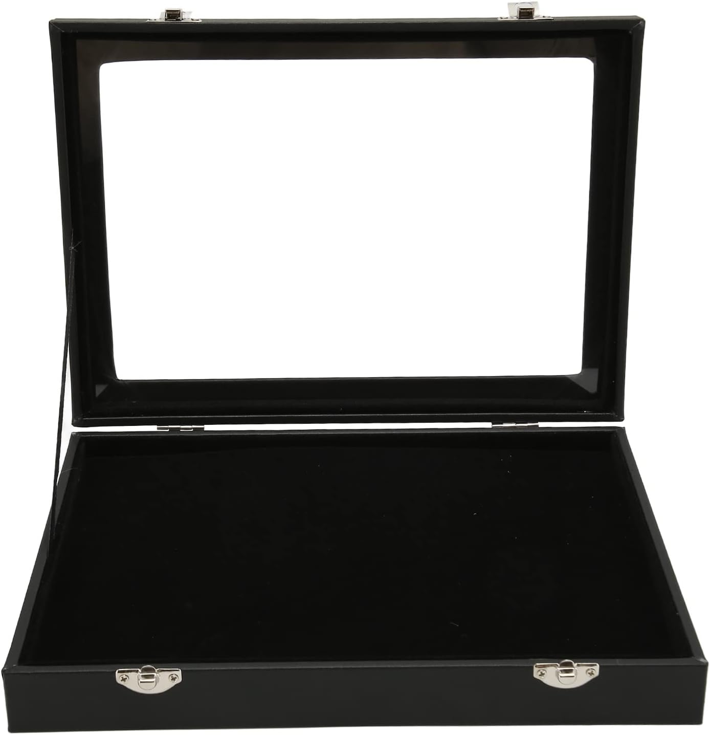 Jewelry Display Case with Pin, Badge Storage Box with Dustproof Clear Glass Lid with Locking Buckle for Collection