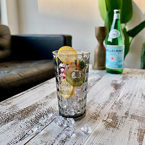 Klifa- Cupid- 16 & 21 Ounce, Set Of 8, Acrylic Drinking Glasses, Tumbler Highball Glass Set, Bpa-Free, Stackable Plastic Drinkware, Dishwasher Safe, Gray-Black #TOP5