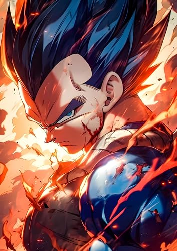 Image of NIJUKA Anime Printed A4 Size Metal sheet Poster For Home And Room Decoration | For Anime Art Fans Boys And Girls (Serious Mood Vegeta)
