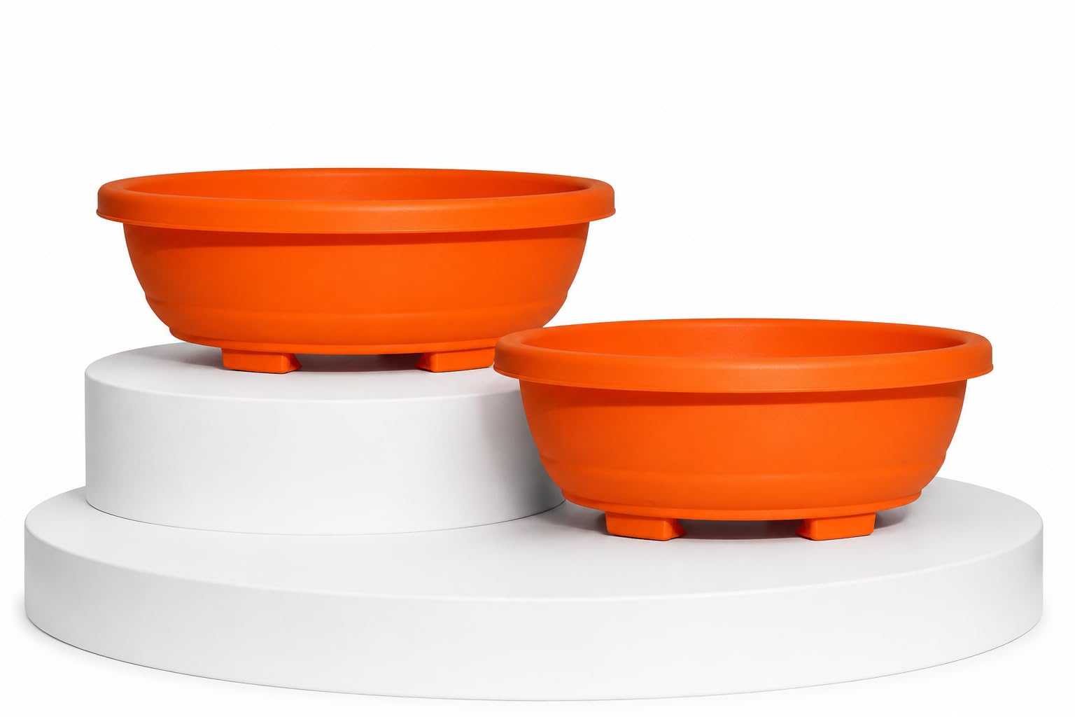 Harshdeep Bonsai Pot - Oval - Indoor Outdoor Home Living Room Garden Decorative 16 Inch Planter Set of 2 (Orange)
