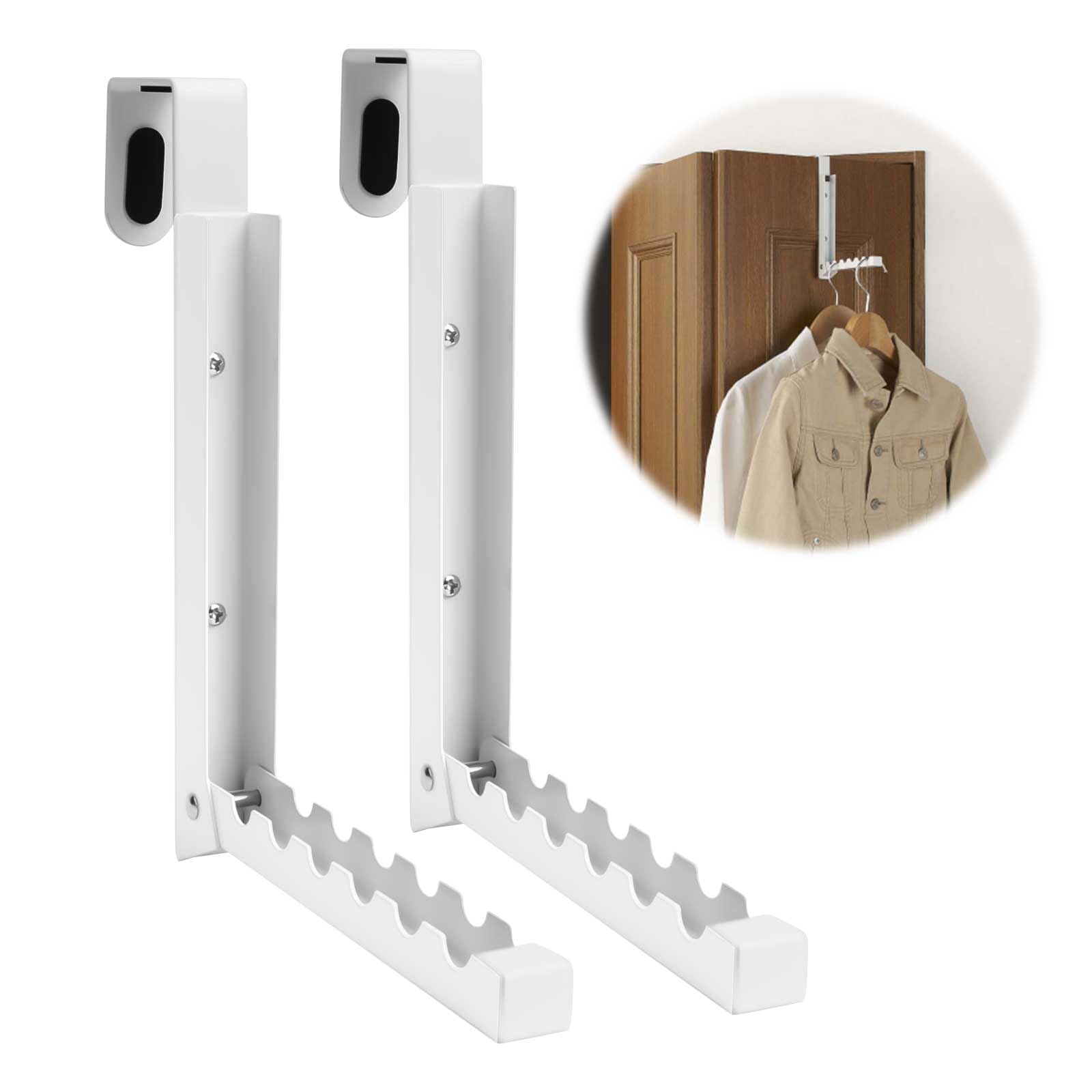 FuyoSegen Over The Door Hooks Hanger Drying Rack, 2 Pack Collapsible Folding Over The Door Organizer Rack, Portable Space Saving Hanging Storage Hanger for Clothes, Coats, Towels for Bedroom Bathroom