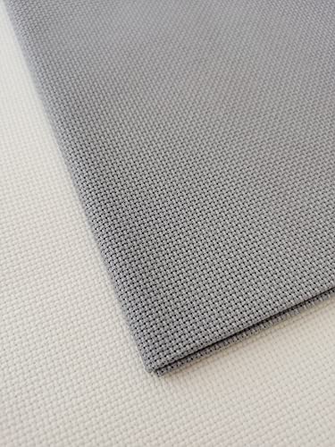 Image of KCS 12 inch x 59 inch 18CT Counted Cotton Aida Cloth Cross Stitch Fabric (Light Steel Grey)