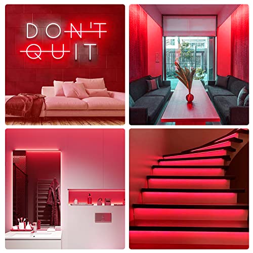 Image of Neon Rope Lights, 16.4ft Rope Lights with Dimmable Remote and Adapter, Waterproof Flexible Smart Led Strip Lights for Bedroom, Super Bright, DIY Neon Sign, Indoors Outdoors Wall Decor, Red