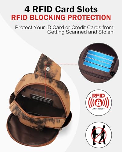 FADEON Large Sling Bag for Women, Leather Crossbody Purse Designer Anti Theft Sling Backpack, RFID Fanny Packs for Travel4