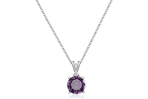 Dainty Purple Gem Necklace with Sterling Silver Chain