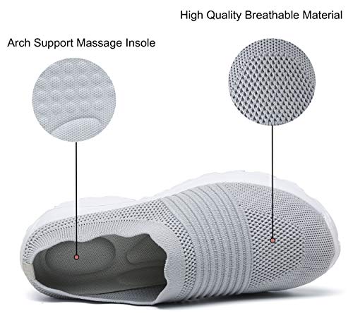 Inminpin Women's Slip-On Mule Sneakers Lightweight Breathable Casual Shoes Platform Outdoor Clog Slippers,Grey,6.5 Us Women #TOP4