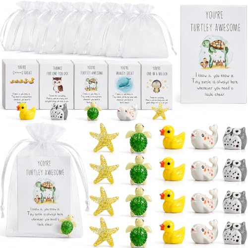 Fumete 100 Set Employee Appreciation Resin Gift Bulk with Pun Cards, Animal
