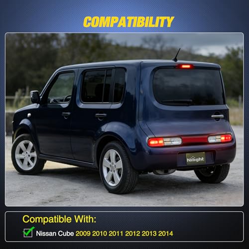 Image of Nilight Third Brake Light Tail High Mount 3rd Stop Lights Smoked Lens Compatible with Nissan Cube 2009 2010 2011 2012 2013 2014 Van SUV Rear Center Cab Lamp
