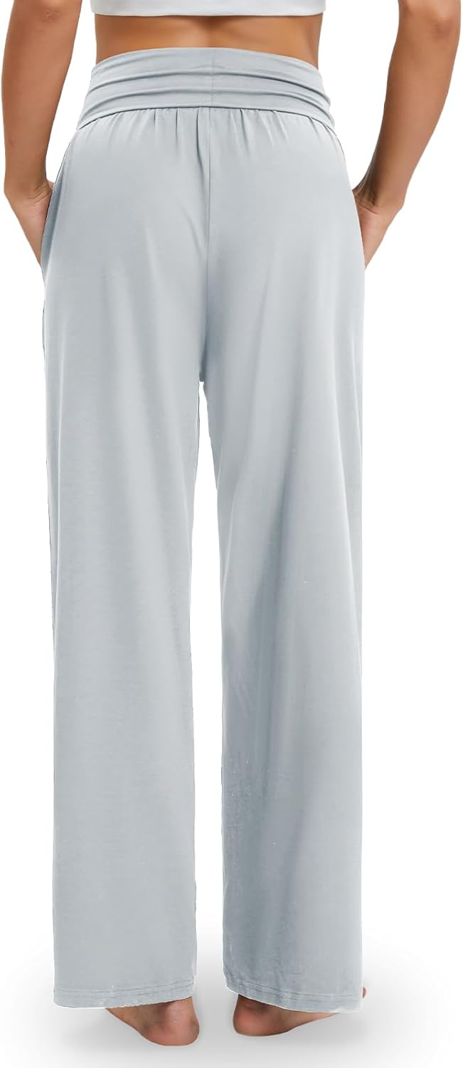 Gracyoga Wide Leg Yoga Pants for Women Casual Loose Cozy Sweatpants High Waisted Lounge Pajama Flowy Pants With Pockets - Image 4