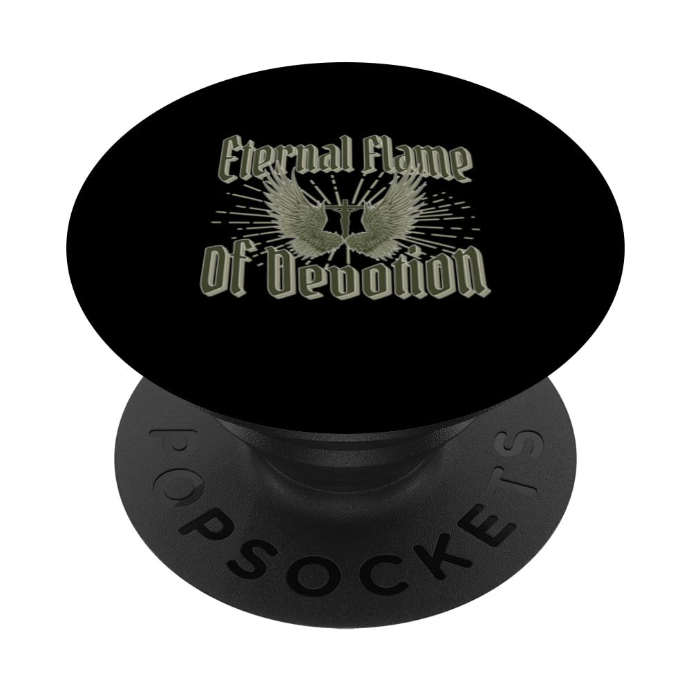 Eternal Flame of Devotion T-shirt for men women PopSockets Swappable PopGrip, Black
