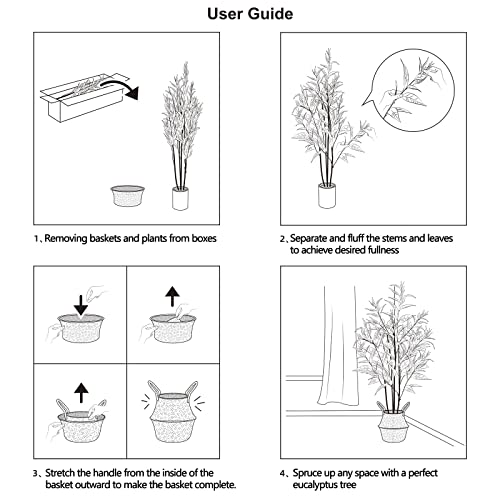 Ferrgoal Artificial Eucalyptus Tree, 47 Inch Tree Fake Plant In Pot For Home And Office Decor, Potted Faux Plants Tall Artificial Trees For Indoor, Outdoor, Lifelike Home Decoration, Green #TOP2