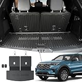 JOULARISE Cargo Mat with Backrest Mats for 2020-2024 2025 Ford Explorer Car Mat Accessories, All Weather TPE Cargo Liner Trunk Mat Active/ST Line/ST/Platinum(Cargo Mat with Backrest Mats)
