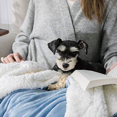 Image of VAS COLLECTIONS Flannel Sherpa Baby Blanket | 2-Layer Soft & Fluffy AC Blanket | 250 GSM, 800 g Lightweight All-Season Wrapping Sheet for Newborns (Baby Aqua, 130 x 105 cm, 3-24 Months)
