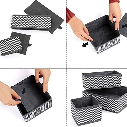 Fabric Dresser Drawer Dividers Set of Wardrobe Closet Organizers Foldable Storage Box for Socks Underwear Bras Ties Toys