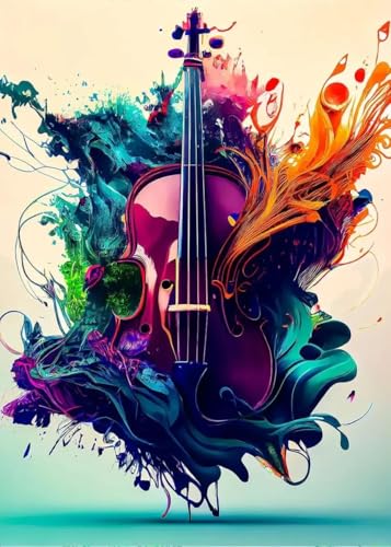 Baibexing Pósteres De Violín Y Guitarra Coloridos Abstractos, Arte De Pared Moderno, Pintura En Lienzo, Imágenes Impresas Vintage Para Decoración De Sala De Estar A4 30X40Cm Sin Marco