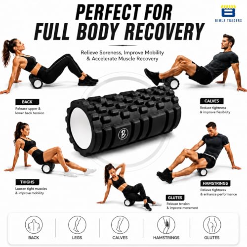 Image of Btag Foam Roller for Gym & Home Workout - Deep Tissue Muscle Massager for Back Pain, Neck & Knee Relief | Yoga, Stretching & Recovery Tool 33 cm (Black)