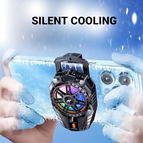 Image of Ant ICE10 Phone Cooler for Gaming, Universal Phone Cooling Fan with 3 Speed Cooling Modes, RGB Fan, Ultra Quiet LED Temperature Display for iPhone Android Smartphones Cell Phone Cooler Black