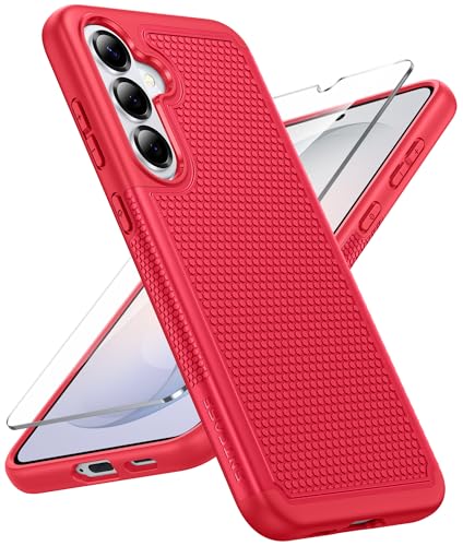 Image of FNTCASE for Samsung Galaxy S26 Plus Case: Military Grade Drop Protection, 14ft Drop Tested, Screen Protector Included, Anti-Slip Anti-Fingerprint Dual Layer Shockproof Phone Case Cover (Red)