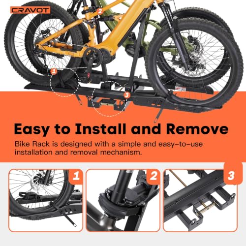 Image of CyberRack 300lbs Ebike Rack with Ramp for 2 Ebike | , Heavy Duty Foldable Electric Bike Racks for Tow Hitch Heavy Electric Bike Carrier, Up to 5-inch Fat Tire 2'' Receiver