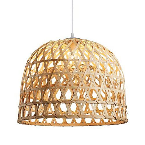Lámpara de lámpara bohemia para sala de estar con pantalla de bambú y cable ajustable E26