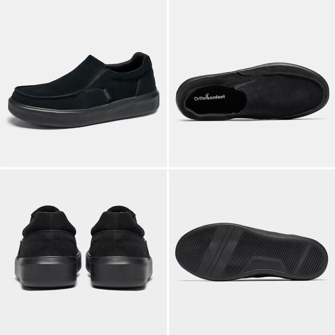 OrthoComfoot Men's Orthopedic Slip-On Loafers Walking Shoes: Casual Arch Support Loafers for Plantar Fasciitis, Comfortable Orthotic Dress Shoes for Foot and Heel Pain Relief - Image 4