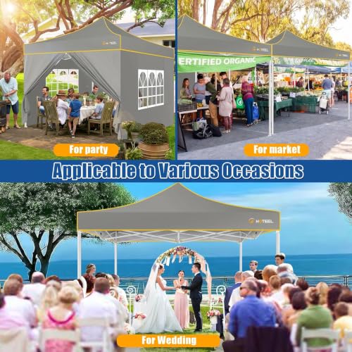 Image of Hoteel 10x10 Heavy Duty Pop Up Canopy Tent with 4 Sidewalls, Grey